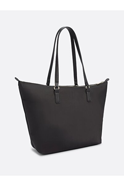 Tommy Hilfiger Kadın Logolu Deri Kart Bölmeli Günlük Kullanım Siyah Omuz Çantası AW0AW15639-BDS