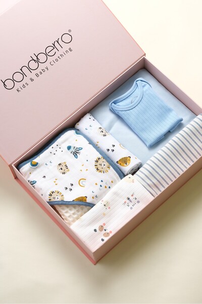 Bondberro Bebek ve Yeni Doğan Hediye Seti 6 Parça ( Body / Bornoz / Battaniye / Kundak / 2 Adet Müslin Örtü )