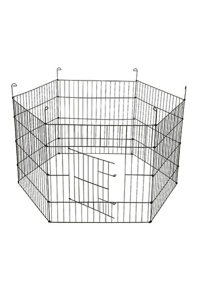 ORBO - Köpek Çiti Kafesi 63cm X 63cm -ithal Ürün 6 Parça Panel Çit- Siyah Renk/oyun Eğitim Alanı