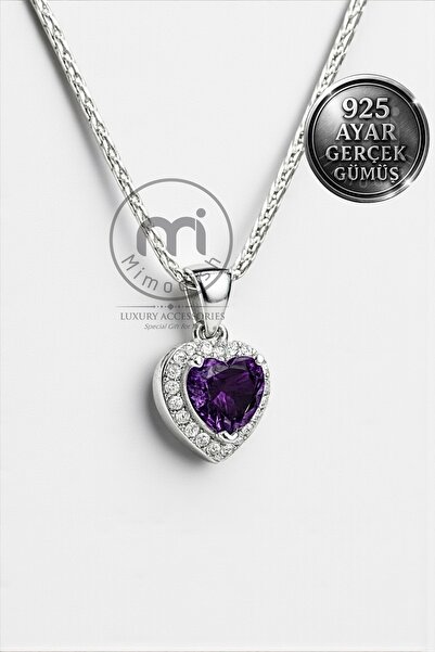 Mimodish 925 Ayar Gerçek Gümüş Kalpli Gümüş Kolye Sevgiliye Hediye Kalpli Kol...