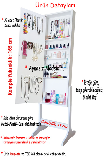 First Mobilya Yıldız - Aynasız - Demonte - Ayaklı - Çok Amaçlı - Hediyelik - Takı Dolabı - Beyaz