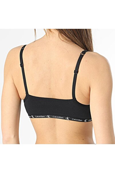 Calvin Klein Women's Calvin Klein Signature Elastic Band Black-Black White Sports Bra 000Qf7215E Bik