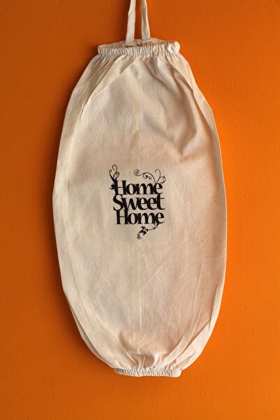 Emtory Home Home Sweet Home Çift Lastikli Naturel Keten Poşetlik - Mutfak Düzenleyici
