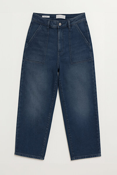 Bluewhite Women's Regular Waist Barrel Fit Lycra Blue Jean Pants