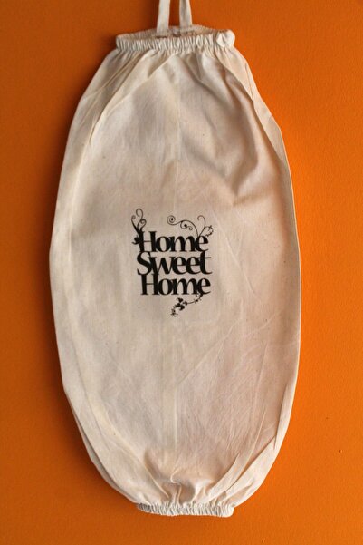 Emtory Home Home Sweet Home Çift Lastikli Naturel Keten Poşetlik - Mutfak Düzenleyici