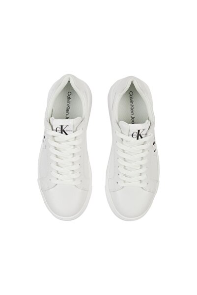 Calvin Klein Kadın Marka Logolu Bağcıklı Kaydırmaz Tabanlı Günlük Beyaz1 Sneaker YW0YW00823-YBR