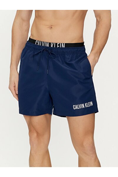 Calvin Klein Çift Bel Detaylı Deniz Şortu Belden Bağlamalı Mayo Short KM0KM00992C7E Erkek MAYO SHORT