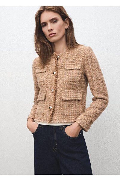 MANGO Woman Dikişsiz tüvit ceket