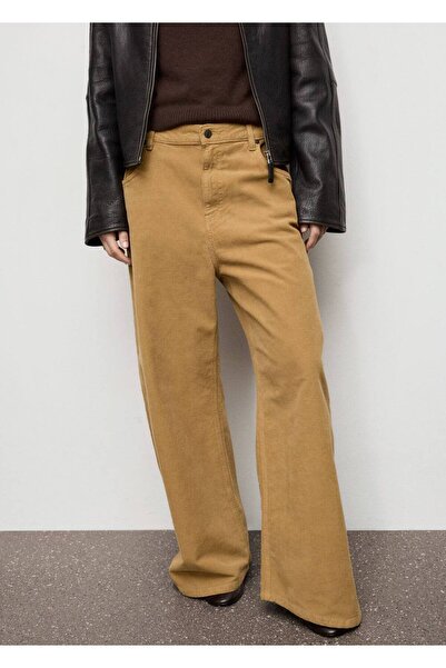 MANGO Woman Wide-leg düşük bel kadife jean