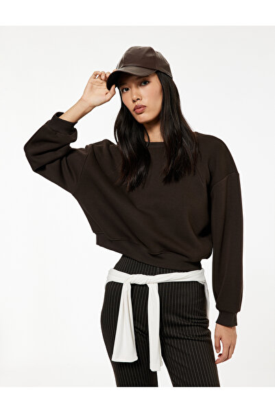 Koton Regular Fit Üç İplik Şardonlu Uzun Kollu Bisiklet Yaka Basic Sweatshirt