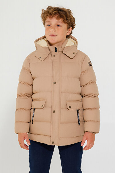 Mika Bebek & Çocuk Thick Fiber Filled Water Wind And Rain Proof Hooded Beige ...