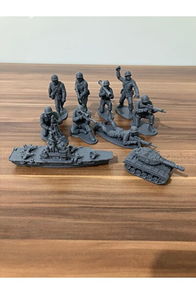 genomera مجموعة ألعاب الجنود 10 قطع باللون الرمادي