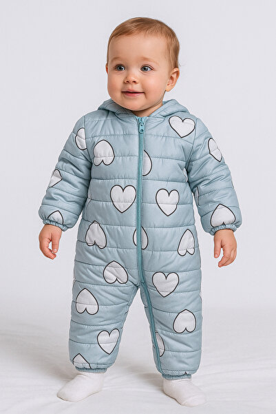 Mika Bebek & Çocuk Kalp Figürlü İçi Kürklü Kapüşonlu Mint Rengi Kız Bebek Ast...