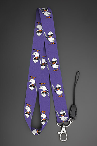 Apptakı Mor Katil Ördek Boyun Askı İpi Kimlik Kartı ve Telefon Askısı - ASK0340