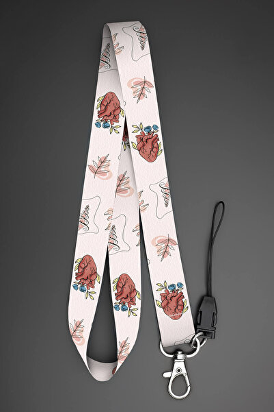 Apptakı Sanatsal Kalp Ekg Boyun Askı İpi Kimlik Kartı ve Telefon Askısı - ASK...