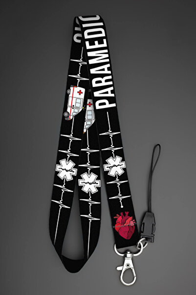 Apptakı Paramedik Sağlıkçı Boyun Askı İpi Yaka Kartı Kimlik Askısı Telefon Ak...