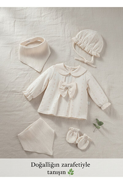 Tongs Baby Kız Bebek 5'li Yeni Doğan Dantelli Müslin Zıbın Takımı %100 Pamuk ...