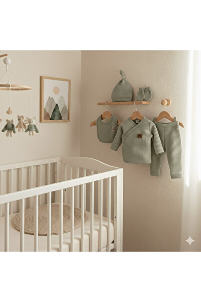 Mini Okyanus Bebe طقم زيبين من القطن المضلع مكون من 5 قطع من 0 إلى 3 أشهر للج...