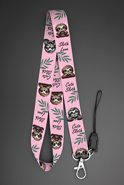 Apptakı Cute Sloth Desenli Boyun Askı İpi Yaka Kartı Kimlik Askısı Telefon Ak...