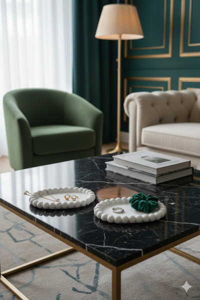 muffag 1 Adet El Yapımı Alçı Tabak - Hava Kabarcıkları ve Ufak Pürüzler Olabilir