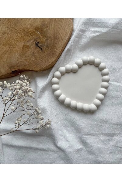 HANDMADE/ELYAPIMI Kalp Boncuk Sunum Tabağı/ Altlık / Dekoratif Tabak_LOVE