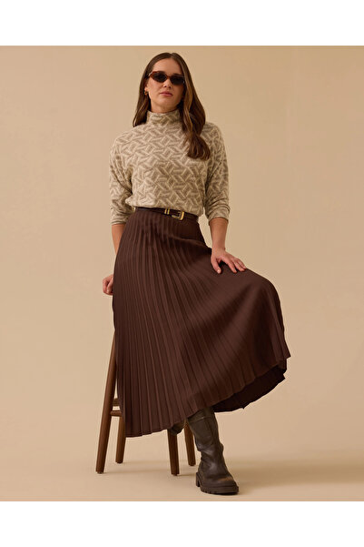 SCL piliseli etek kahverengi