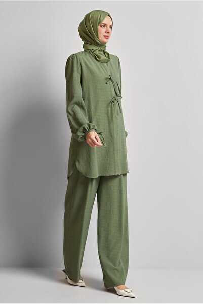 Alvina Lace-Up Detail Pants Suit 45620