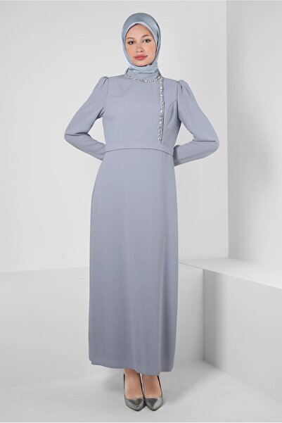 Alvina STYLE COLLAR STONE DETAIL DRESS 43542