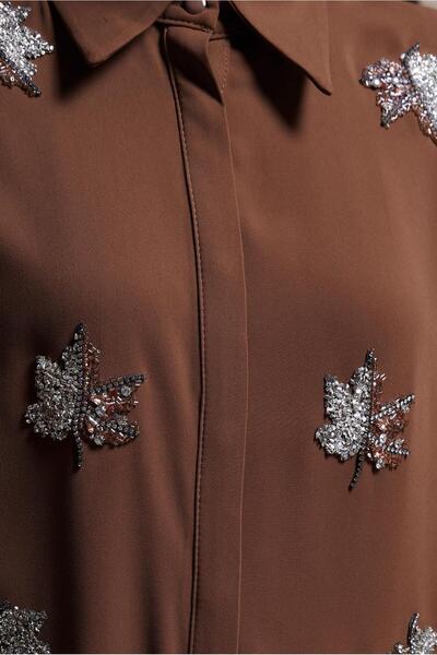 Alvina 44468-1 Model Hijab Tunic - Stone Detailed