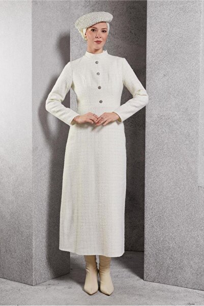 Alvina DÜĞME DETAYLI TÜVİT ELBİSE 45122