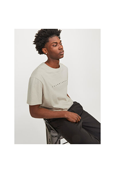 Jack & Jones Ανδρικό μπλουζάκι Jack&jones Star σε μπεζ στρογγυλή λαιμόκοψη