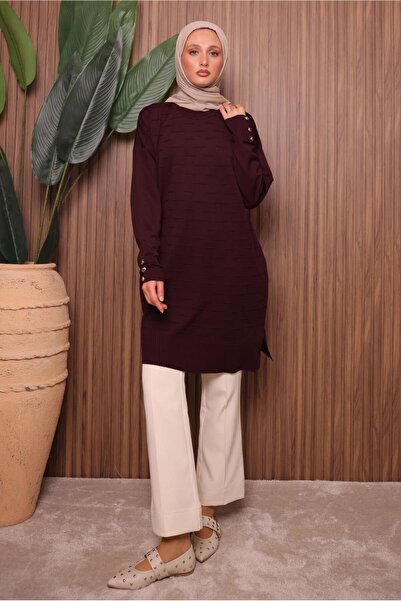 TRENDTESETTÜR Women's Burgundy Knit Tunic t 7007