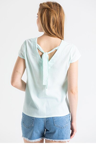 Eliş Şile Bezi Κοντό μανίκι Şile Πανί Ecem Καλοκαιρινή Μπλούζα Water Green Sysl