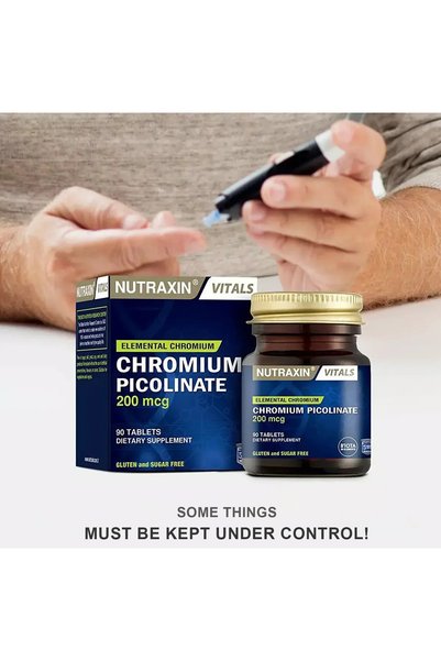 Nutraxin Chromium Picolinate 200 mcg Gluten and Sugar Free, 90 tablets