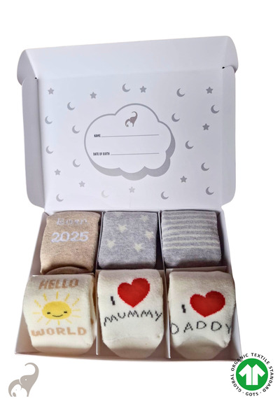 OKAYRO ORGANIC 6’lı %100 Organik Havlu Örgü Yenidoğan Bebek Çorap Seti – Hedi...