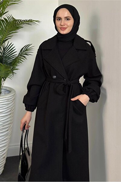 TRENDTESETTÜR Black Belted Women's Coat - t 0116