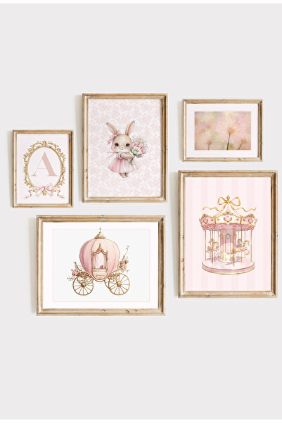 Kids Pudra Pembe Atlı karınca Masal diyarı Temalı 5'li Çerçeveli SET