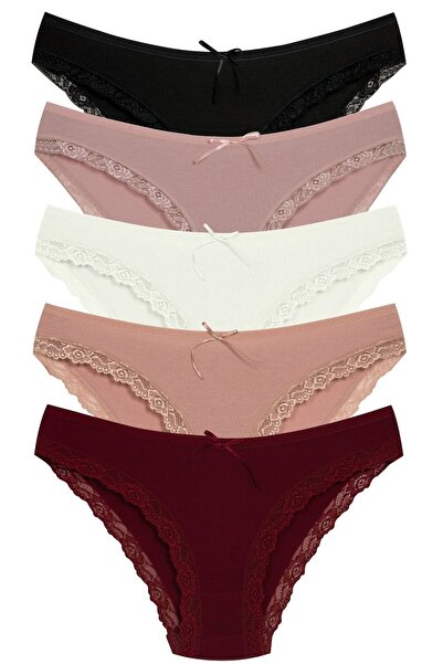 Newlilla 1901 Kaşkorse Dantel Paça Bikini Külot Paketi - V2