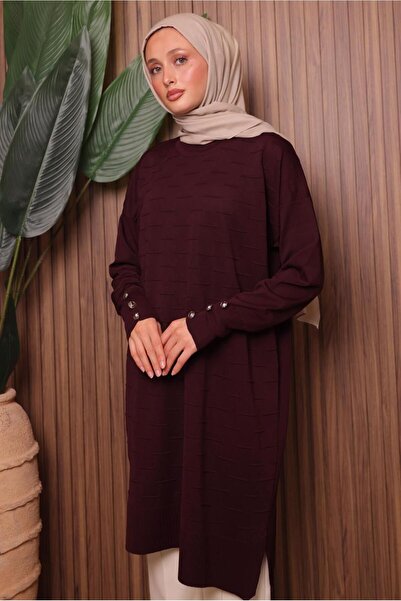 TRENDTESETTÜR Women's Burgundy Knit Tunic t 7007