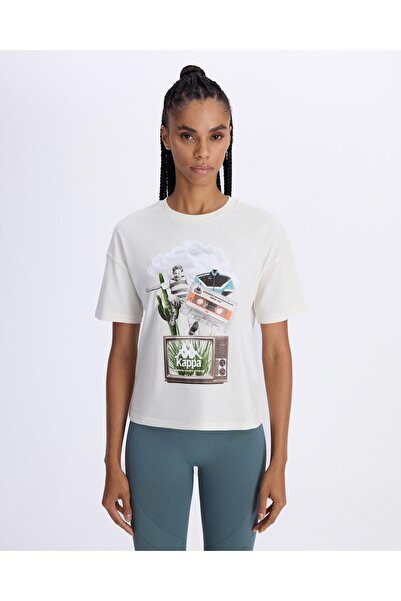Kappa Authentic Alessi Kadın Beyaz Comfort Fit Tişört