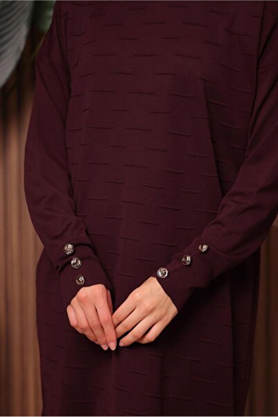 TRENDTESETTÜR Women's Burgundy Knit Tunic t 7007
