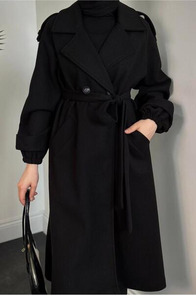 TRENDTESETTÜR Black Belted Women's Coat - t 0116