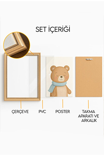 Kids Sirk & Yarış Temalı 5’li Vintage Çerçeveli Poster Erkek Çocuk Odası