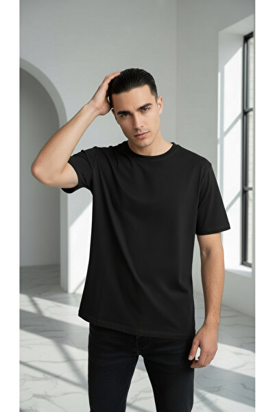Mood Lab Unisex Plain 100% Cotton Crew Neck Black Basic T-Shirt