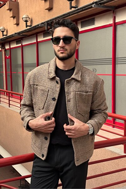 inpool Unisex, γιακάς πουκάμισου, Διπλή τσέπη, Standard Fit, Υφαντό μπουφάν USE589