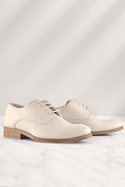 Rakerplus Cream Leather Laced Oxford Children's School Shoes