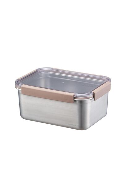 Lock & Lock فرن LocknLock من الفولاذ المقاوم للصدأ وحاوية تخزين بقفل رباعي 2.8 لتر - بني