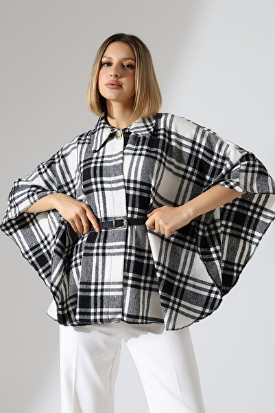 LOKADI Kadın Desenli Kemerli Panço