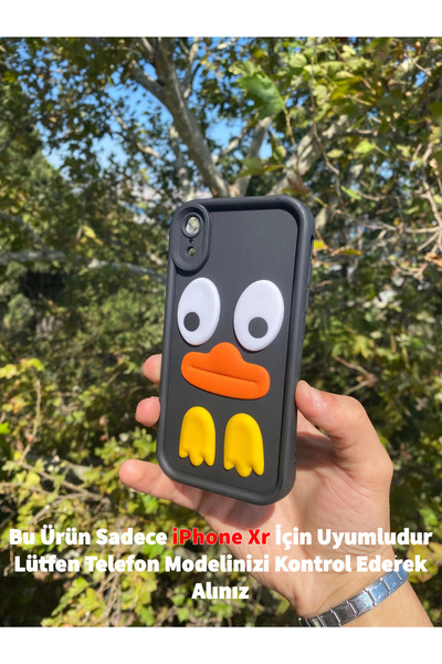 GtTech iPhone Xr Uyumlu Krono 3D Figürlü Darbe Korumalı Silikon Kılıf Siyah