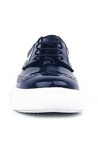Rakerplus Navy Blue Patent Leather White Sole Oxford Children's Classic Shoe